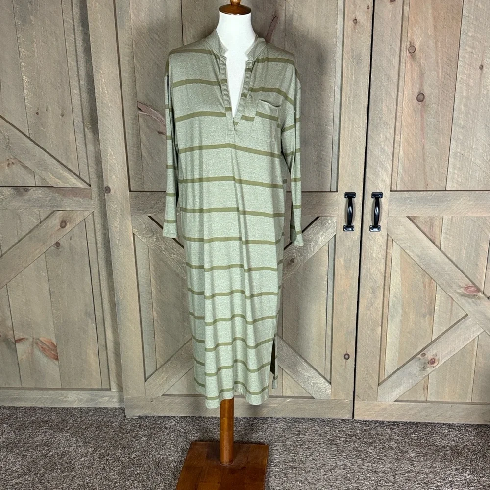 Free People / FP Beach Like a Bird green stripe midi dress Size Small - Picture 2 of 12